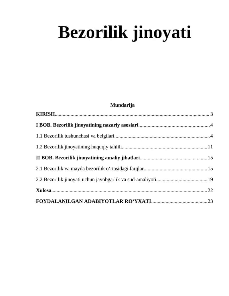 Bezorilik jinoyati