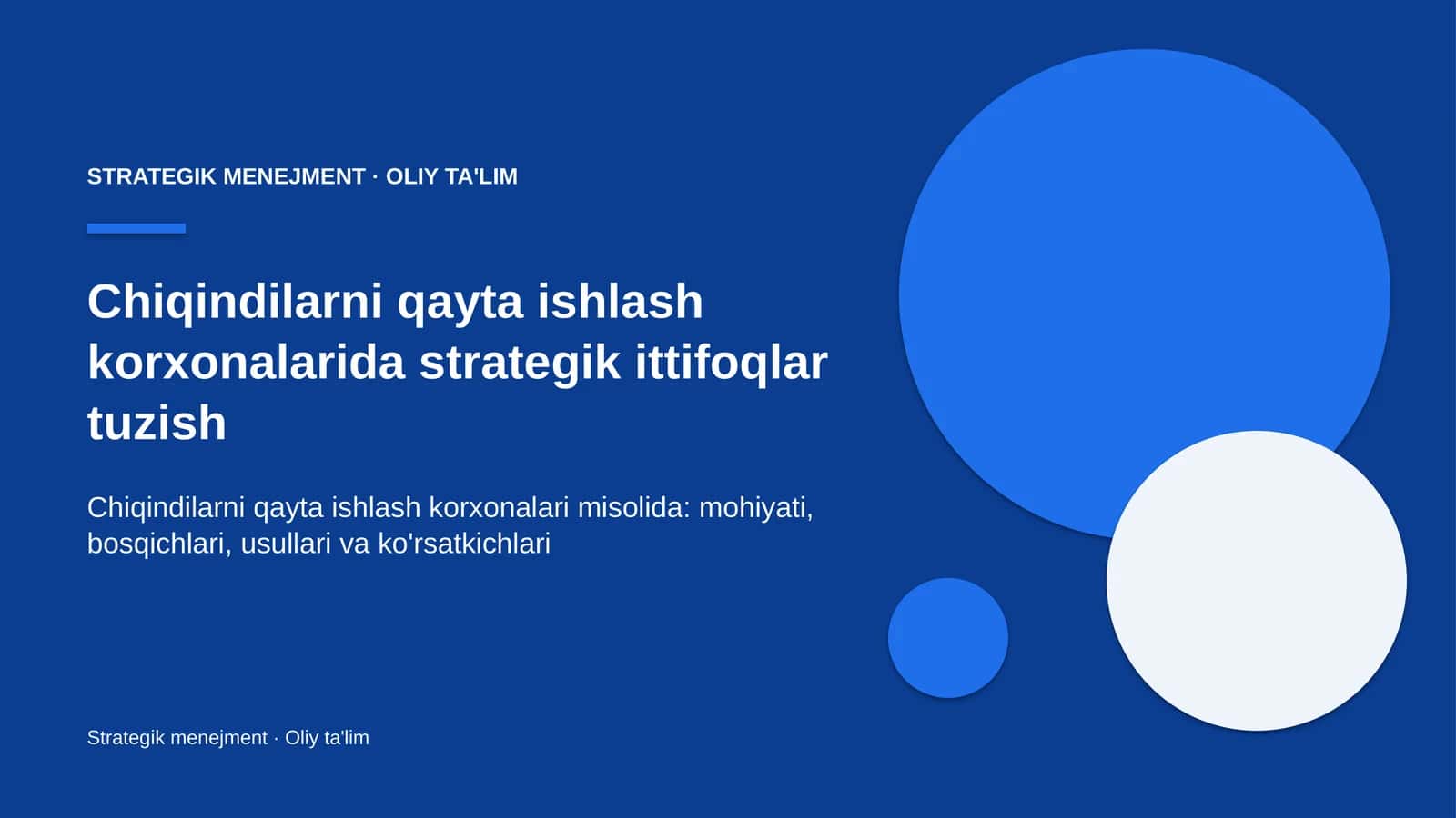 Strategik Menejment · Oliy Ta'lilm