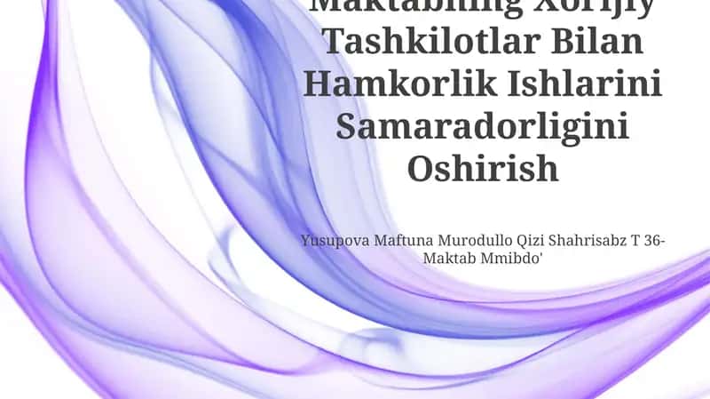 Maktabning Xorijiy Tashkilotlar Bilan Hamkorlik Ishlarini Samaradorligini Oshirish