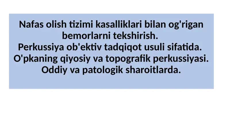 Nafas olish tizimi kasalliklari
