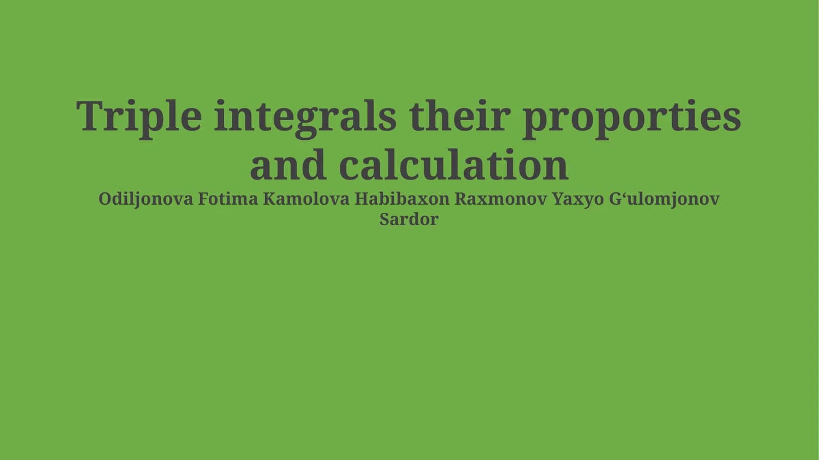 Triple integrals their properties and calculation
