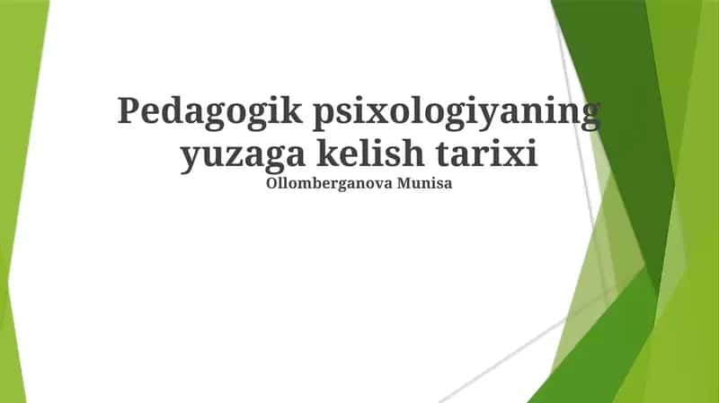 Pedagogik Psixologiyada Ta'lim Nazariyasi