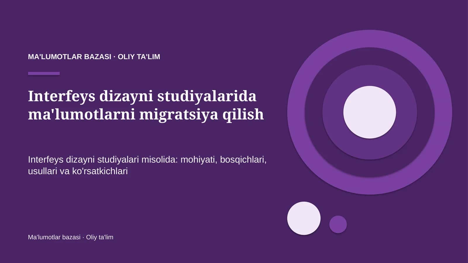 Interfeys dizayni studiyalarida ma'lumotlarni migratsiya qilish