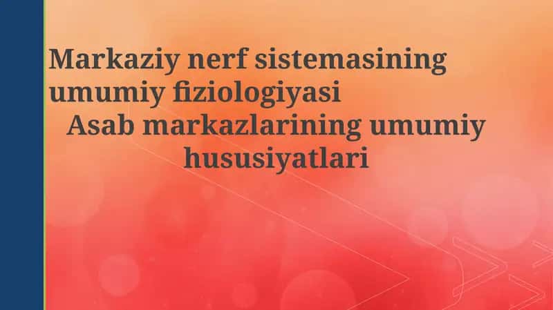 Markaziy nerv sistemasi (MNS) fiziologiyasi