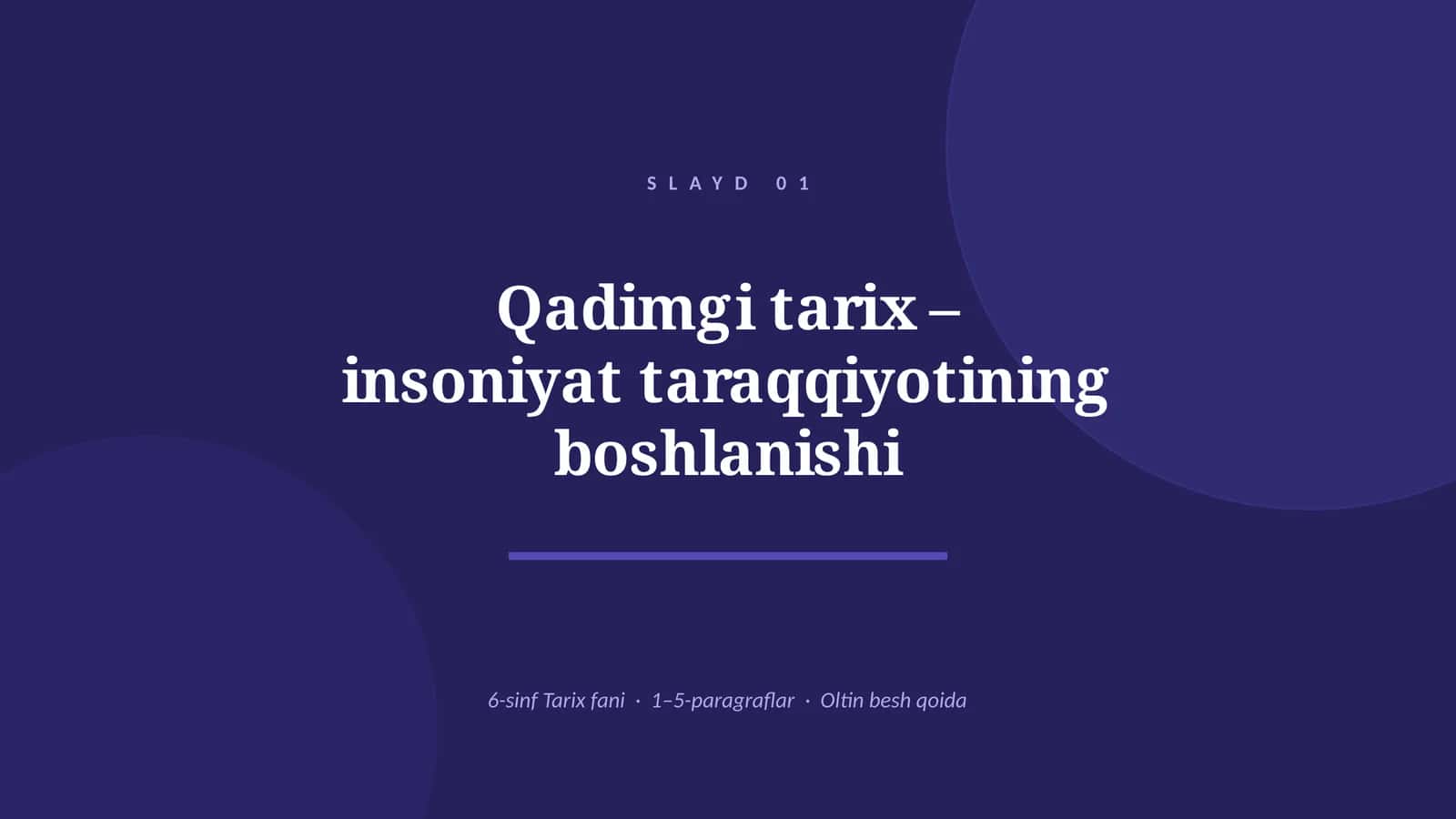 Qadimgi tarix – insoniyat taraqqiyotining boshlanishi