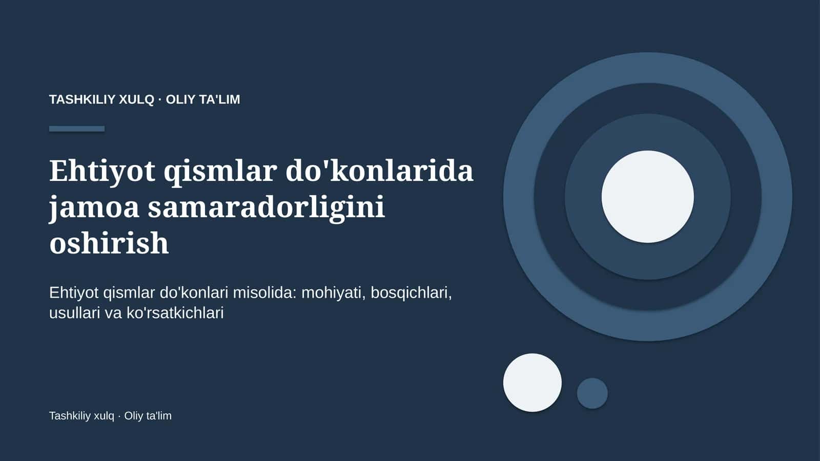 Ehtiyot qismlar do'konlarida jamoa samaradorligini oshirish