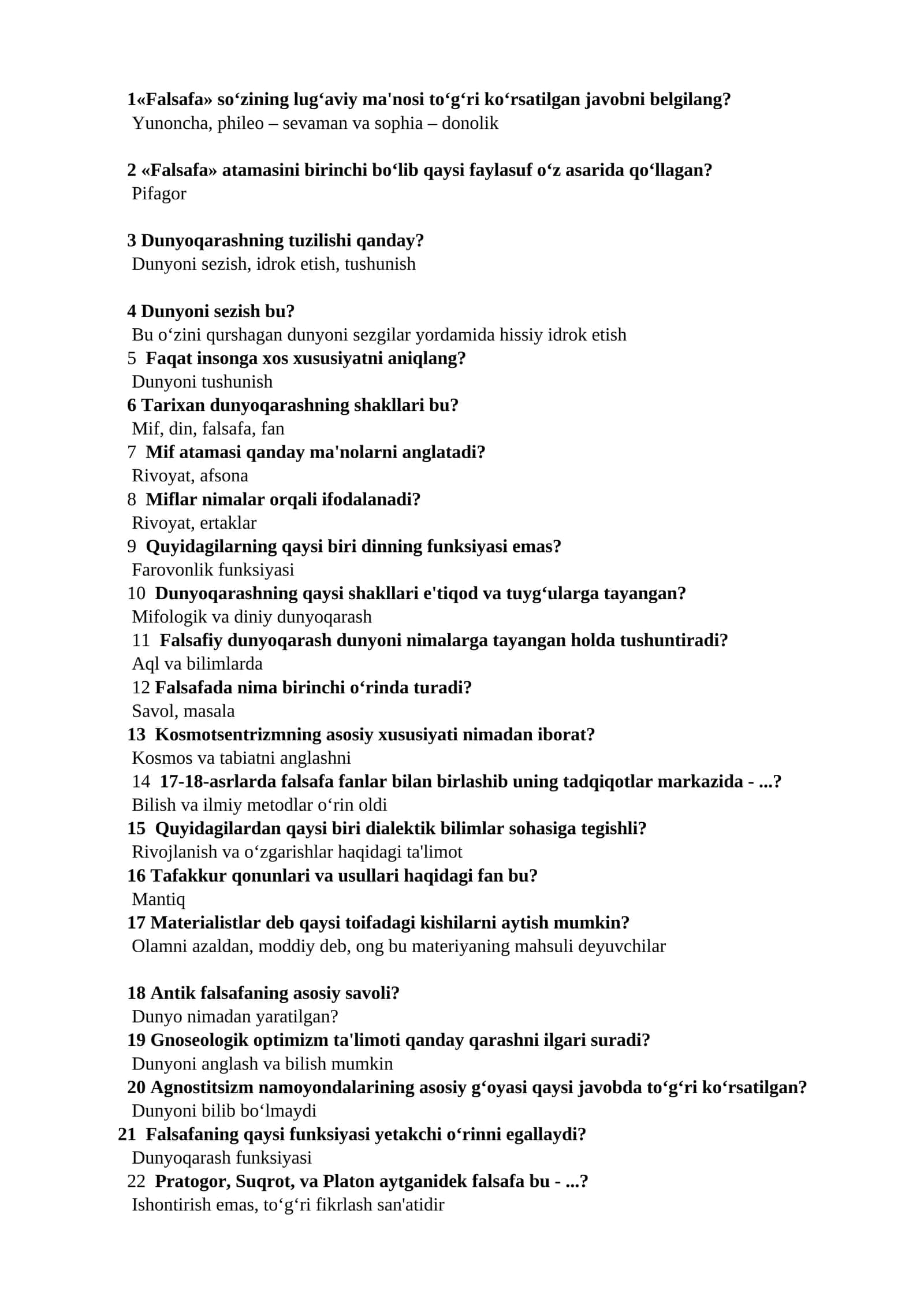 Falsafa savol va javoblar