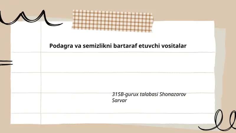 Podagra va semizlikni bartaraf etuvchi vositalar