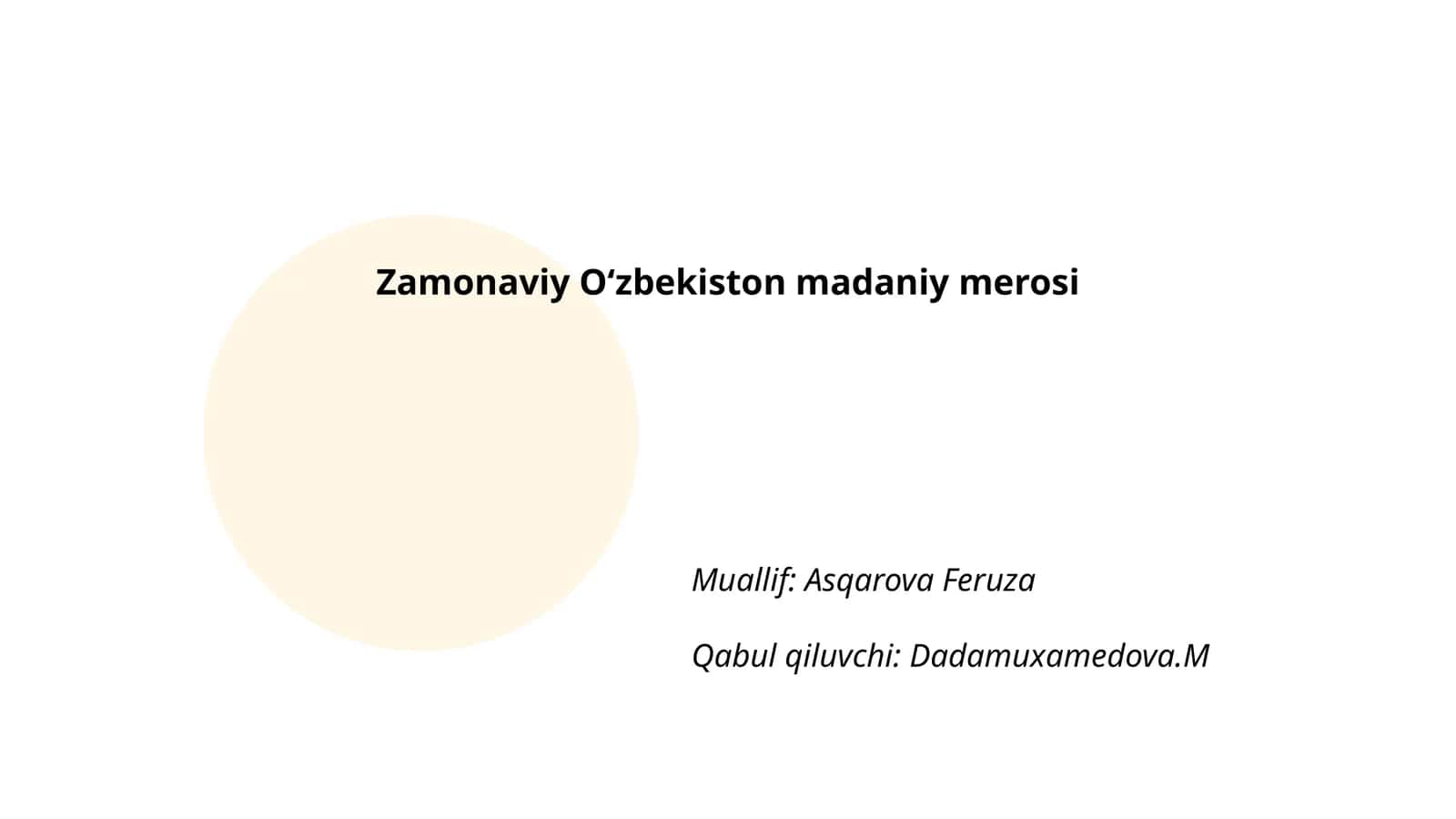 Zamonaviy Oʻzbekiston madaniy merosi