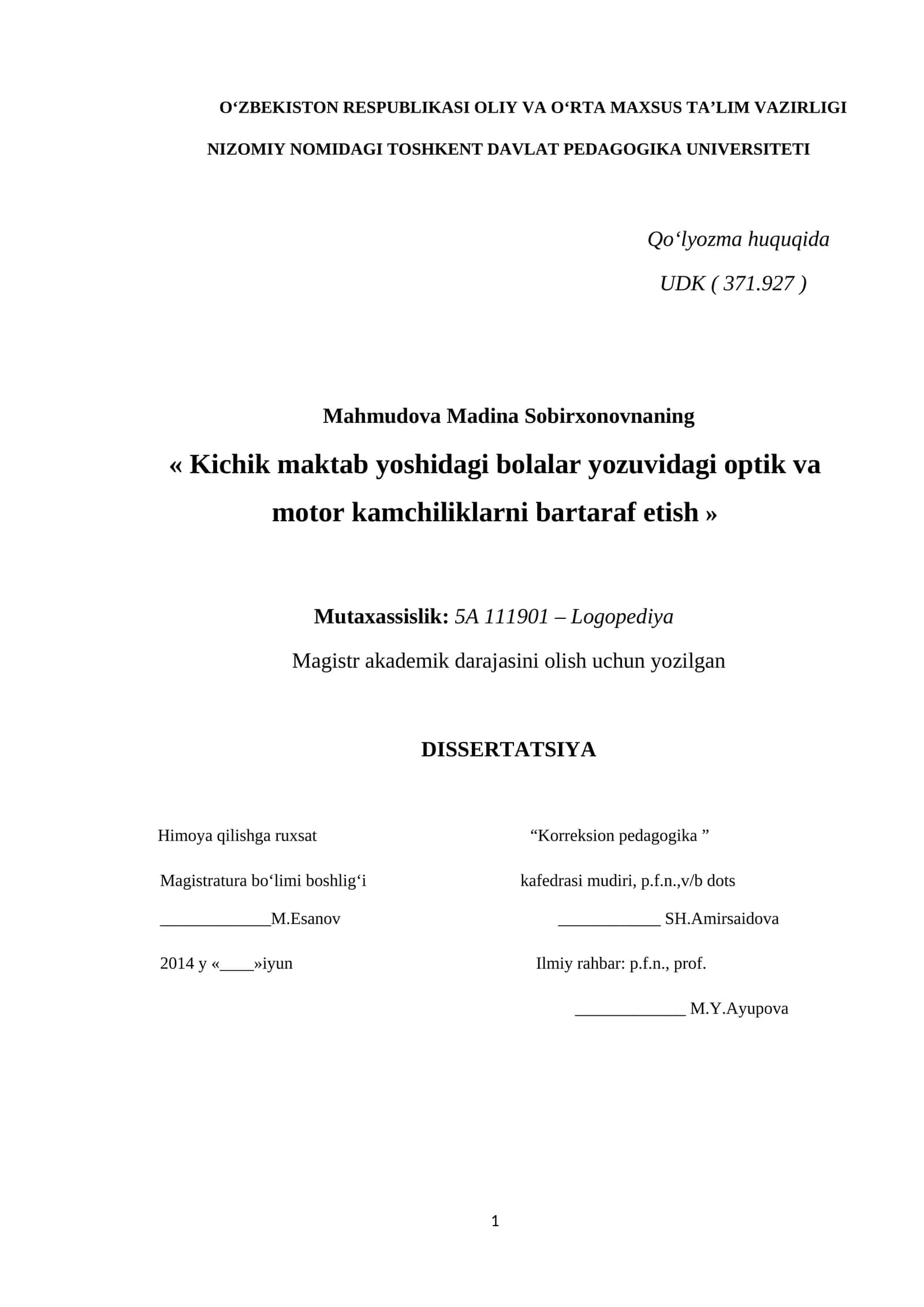 Kichik maktab yoshidagi bolalar yozuvidagi optik va motor kamchiliklarni bartaraf etish
