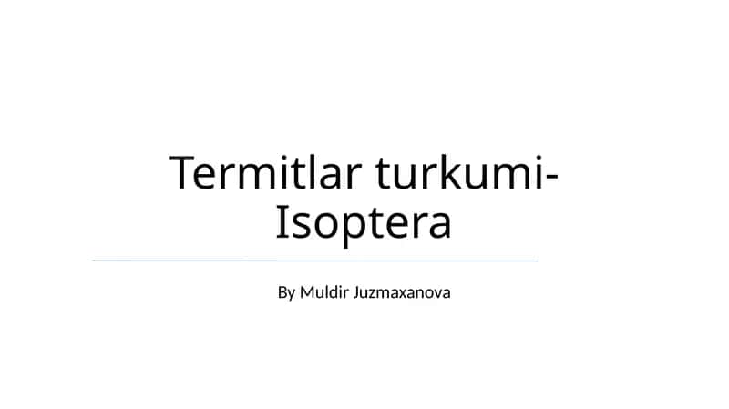 Termitlar turkumi- Isoptera