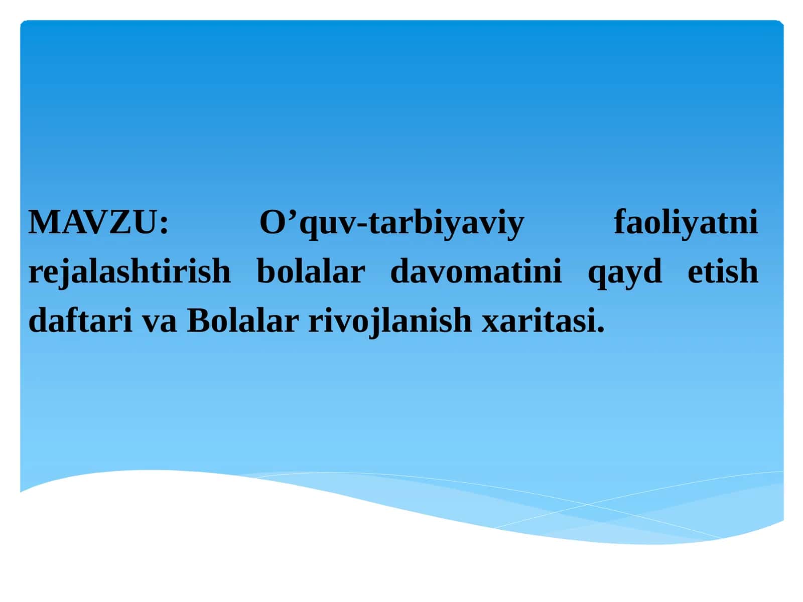 O’quv-tarbiyaviy faoliyatni rejalashtirish bolalar davomatini qayd etish daftariva Bolalar rivojlanish xaritasi