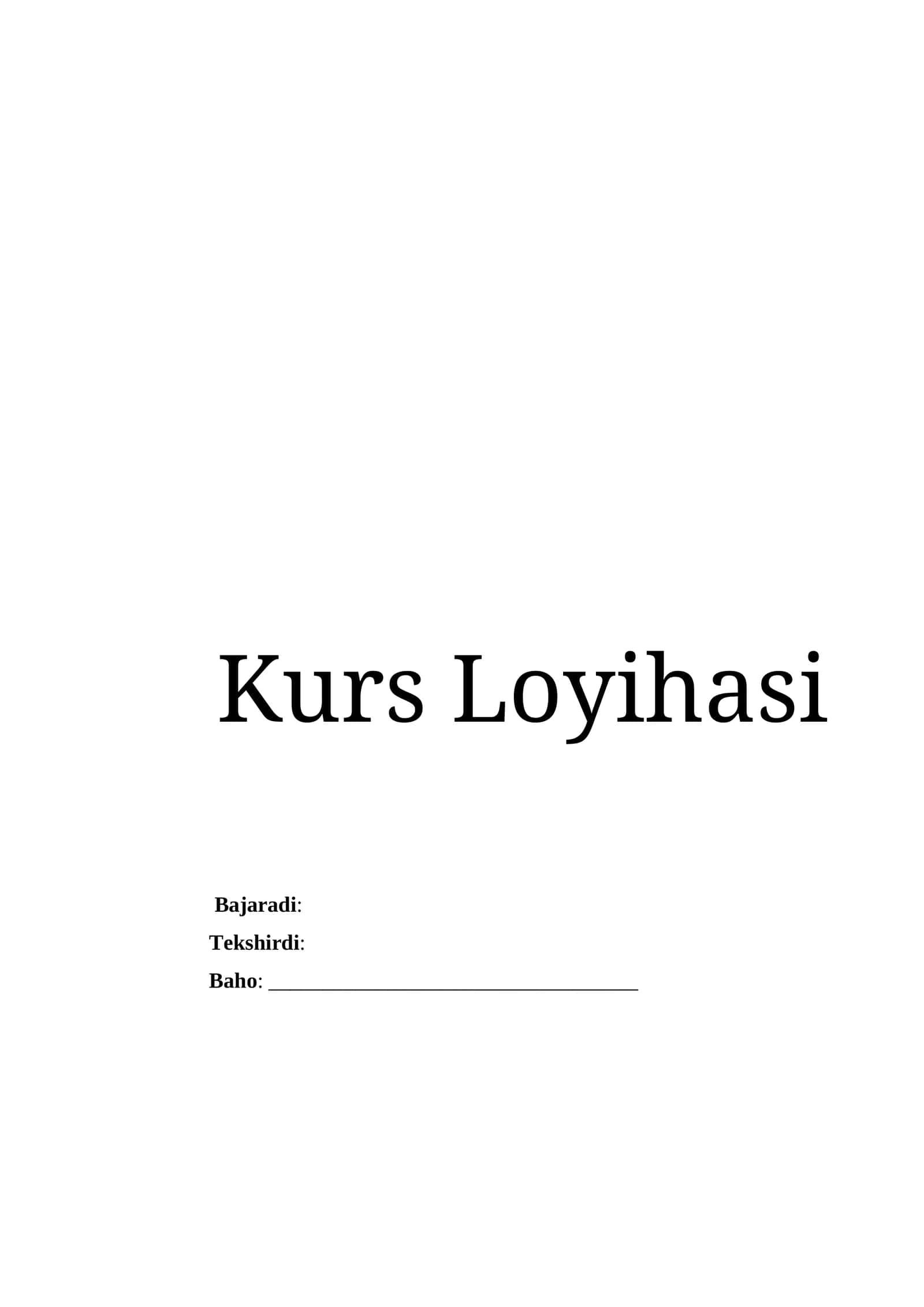 Kurs Loyihasi qalmoqir temir yo'l transportini hisoblash