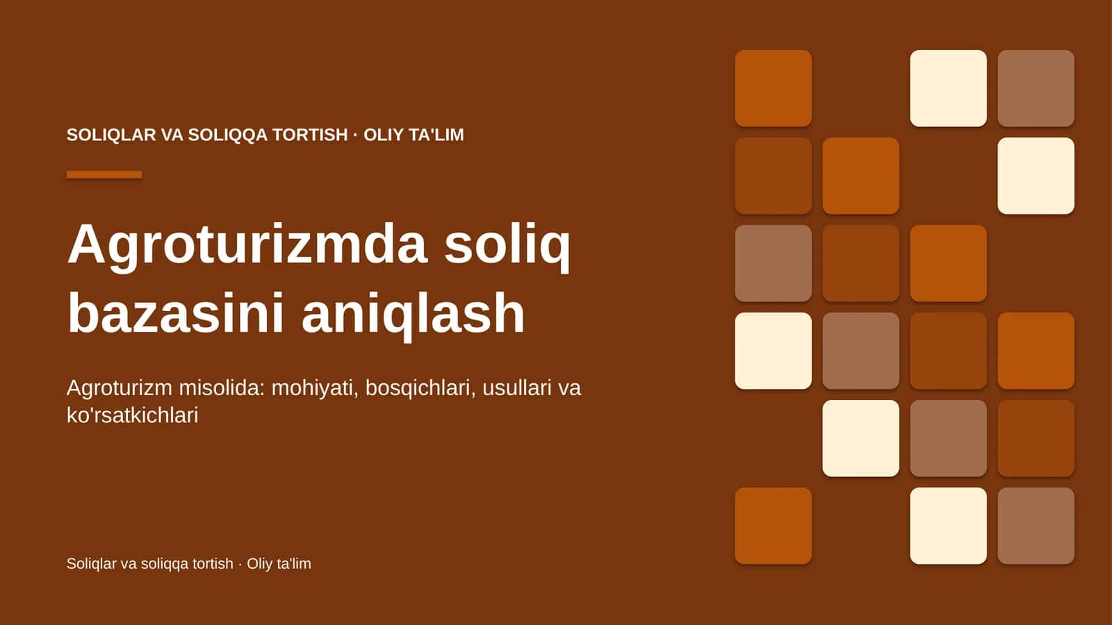Agroturizmda soliq bazasini aniqlash