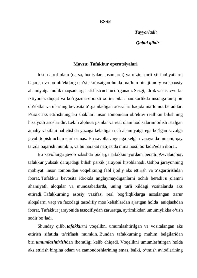 ESSE tafakkur operatsiyalari