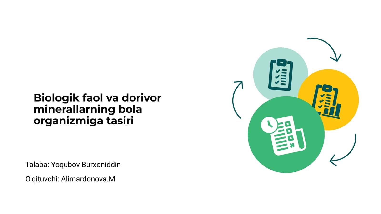 Biologik faol va dorivor minerallarning bola organizmiga tasiri