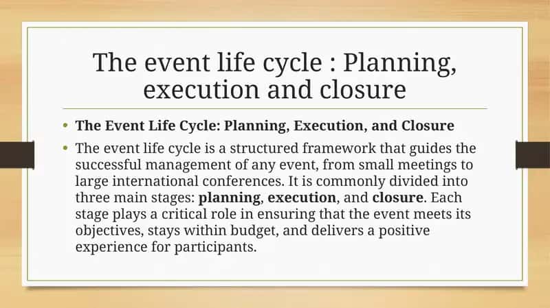 The event life cycle