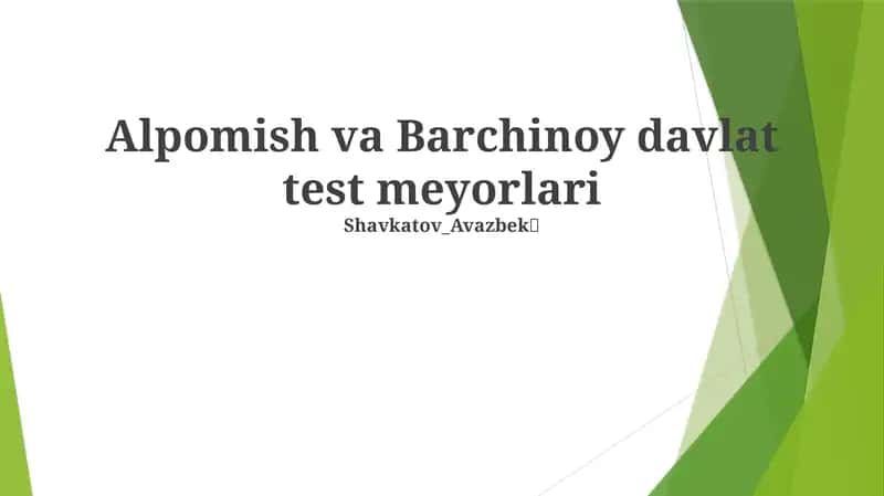 Barçinoy: Barçinoy Davlat Test Standartlari