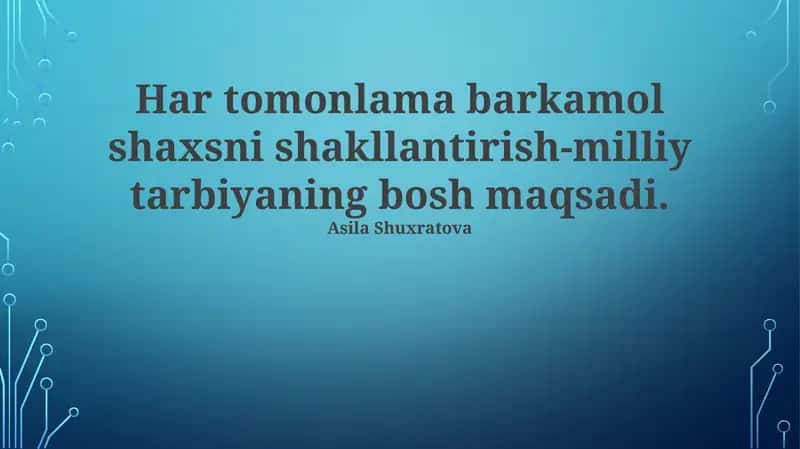 Milliy ta'limning roli