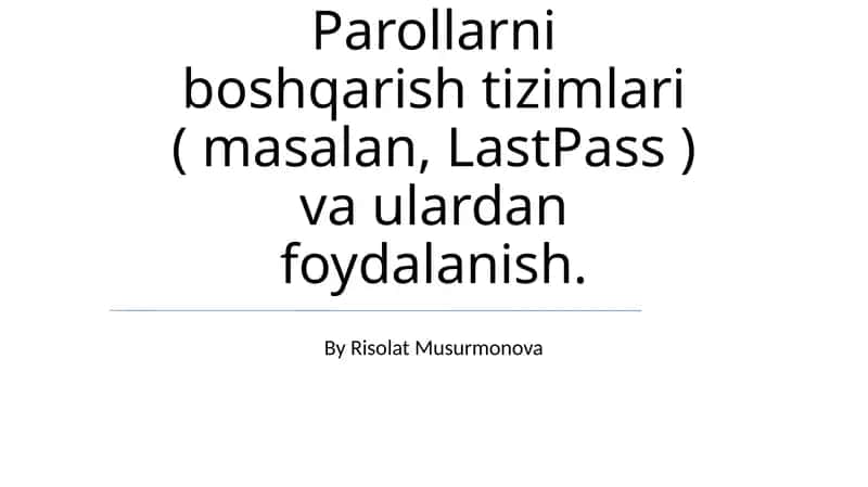 Parollarni boshqarish tizimlari