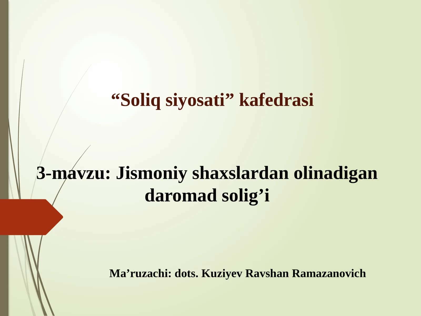 Jismoniy shaxslardan olinadigan daromad solig’i