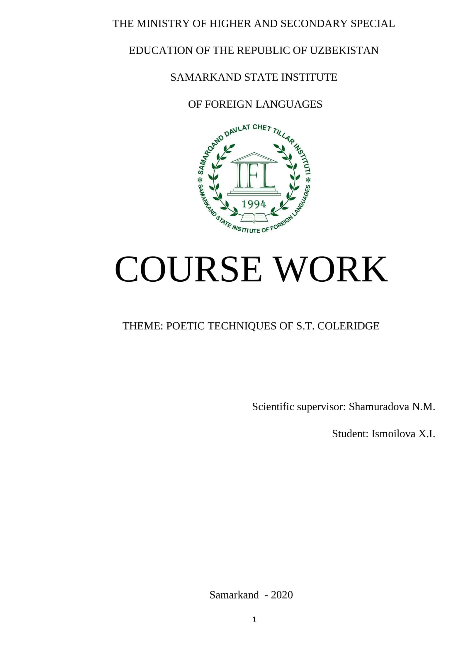 Poetic Techniques of S.T. Coleridge