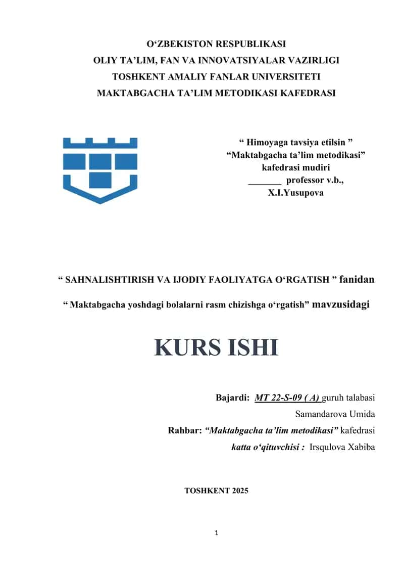 Maktabgacha yoshdagi bolalarni rasm chizishga oʻrgatish