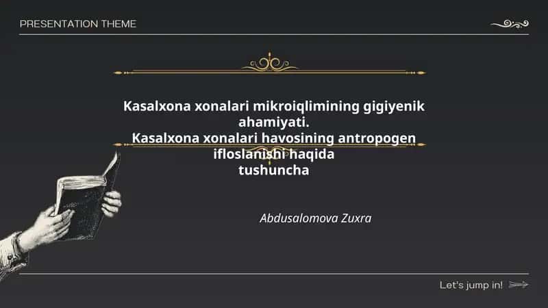 Kasalxona xonalari mikroiqlimining gigiyenik ahamiyati