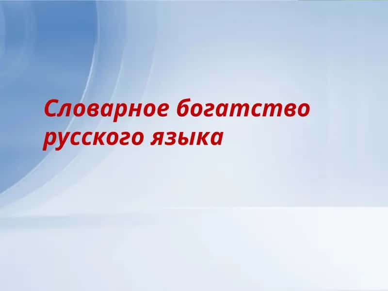 Словарное богатство русского языка