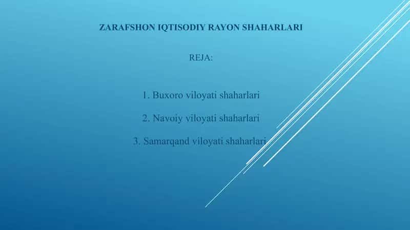 ZARAFSHON IQTISODIY RAYON SHAHARLARI