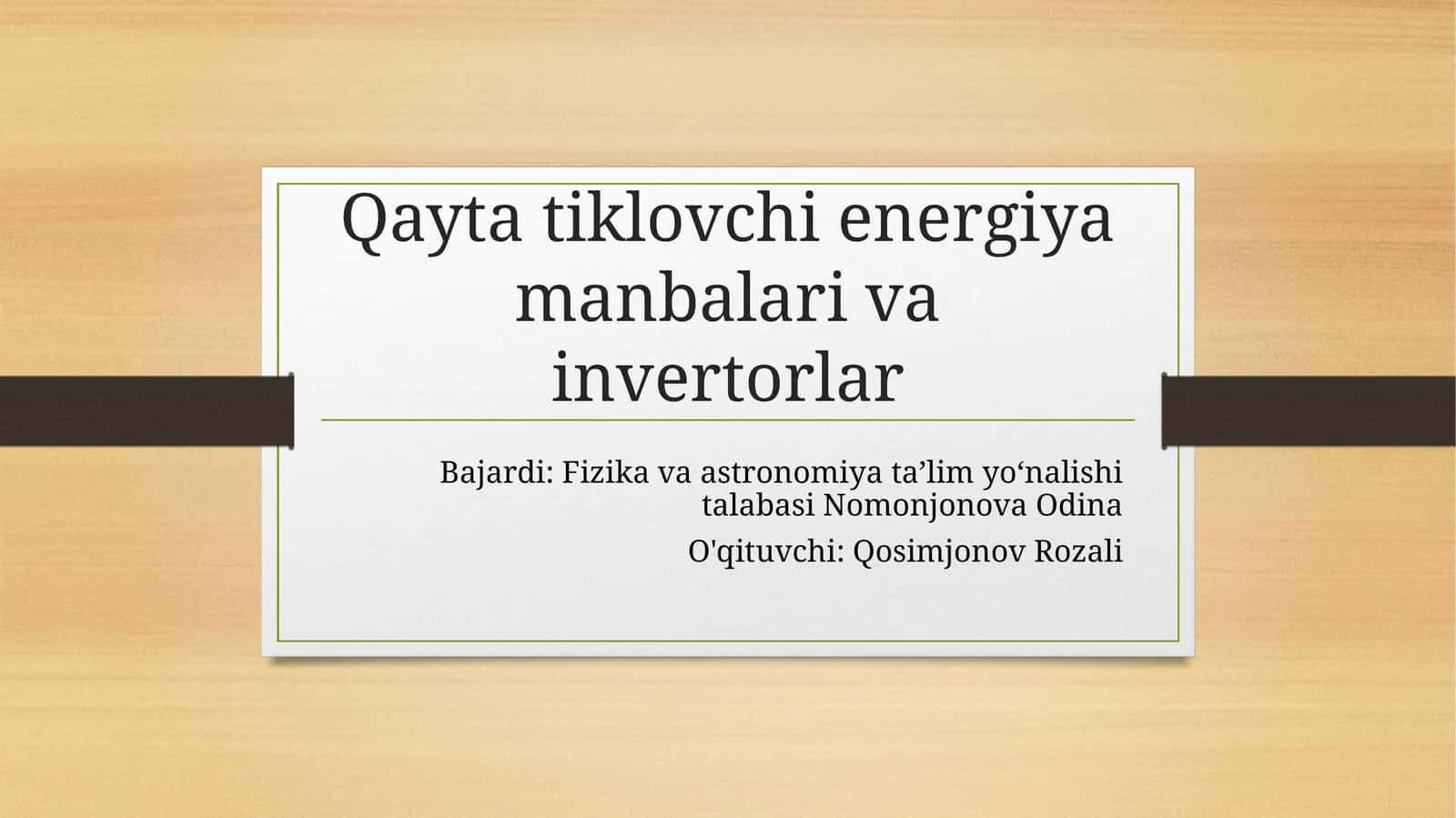Qayta tiklovchi energiya manbalari va invertorlar