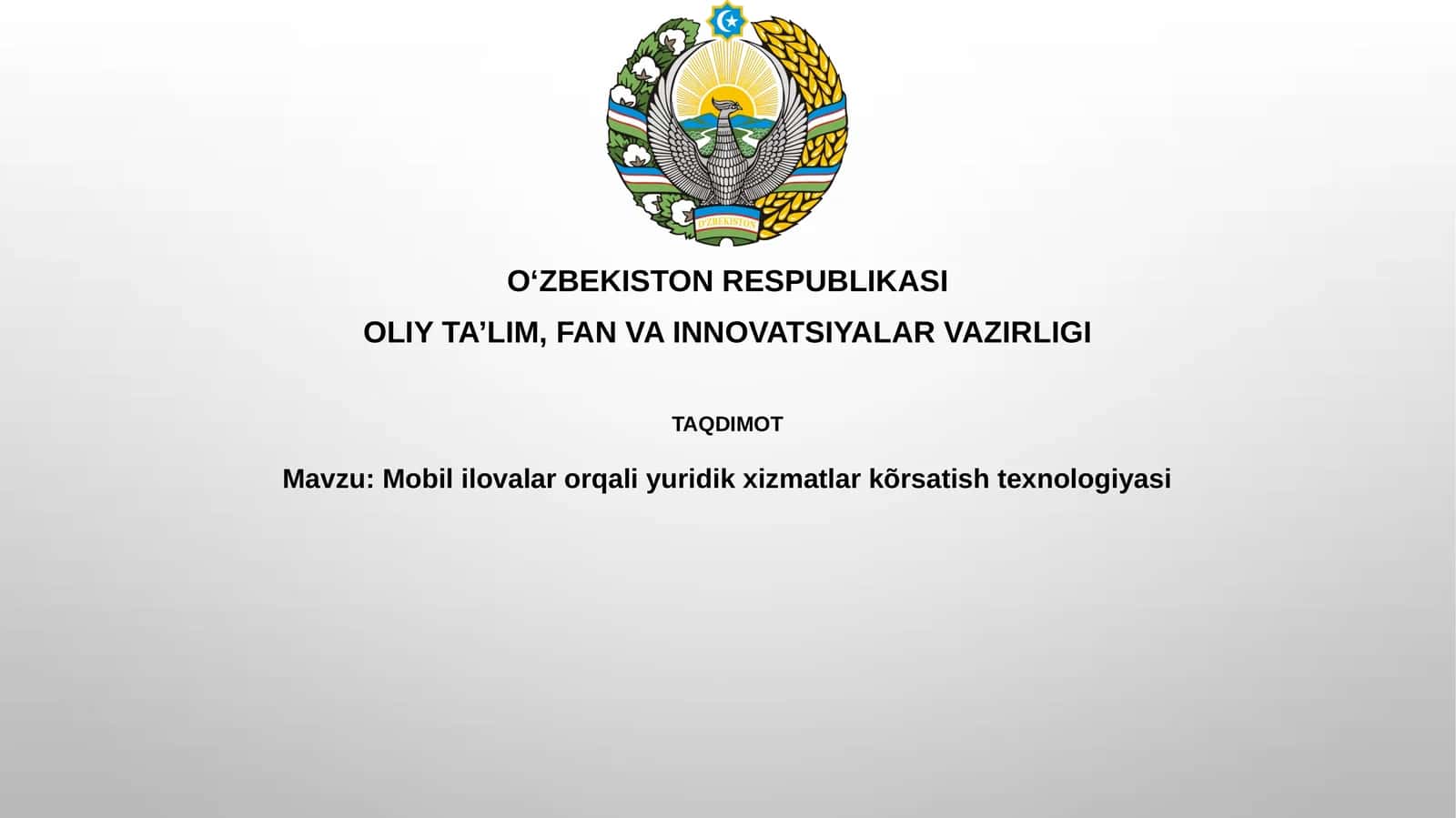 Mobil ilovalar orqali yuridik xizmatlar ko'rsatish texnologiyasi