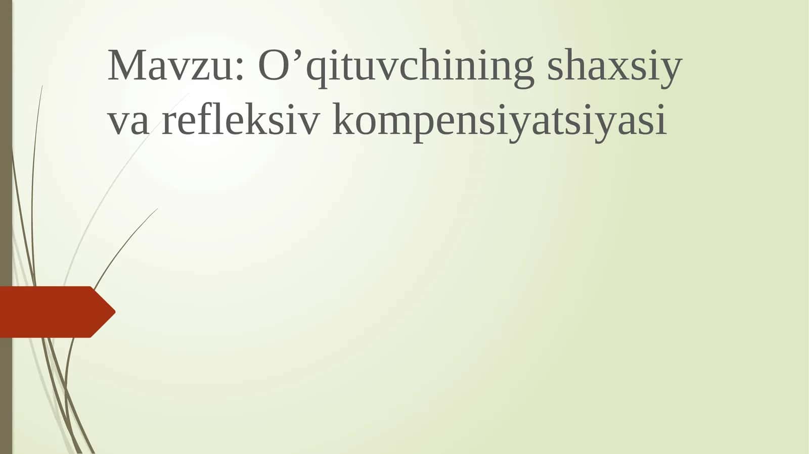 O’qituvchining shaxsiy va refleksiv kompensiyatsiyasi