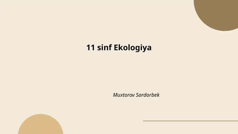 11 sinf Ekologiya