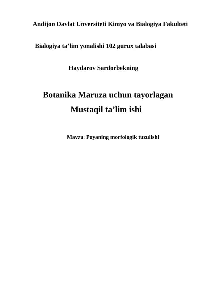 Poyaning morfalogik tuzilishi