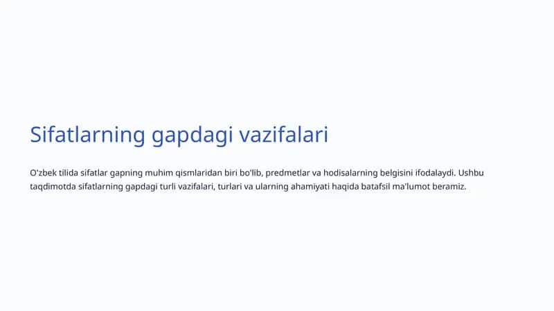 Sifatlarning gapdagi vazifalari