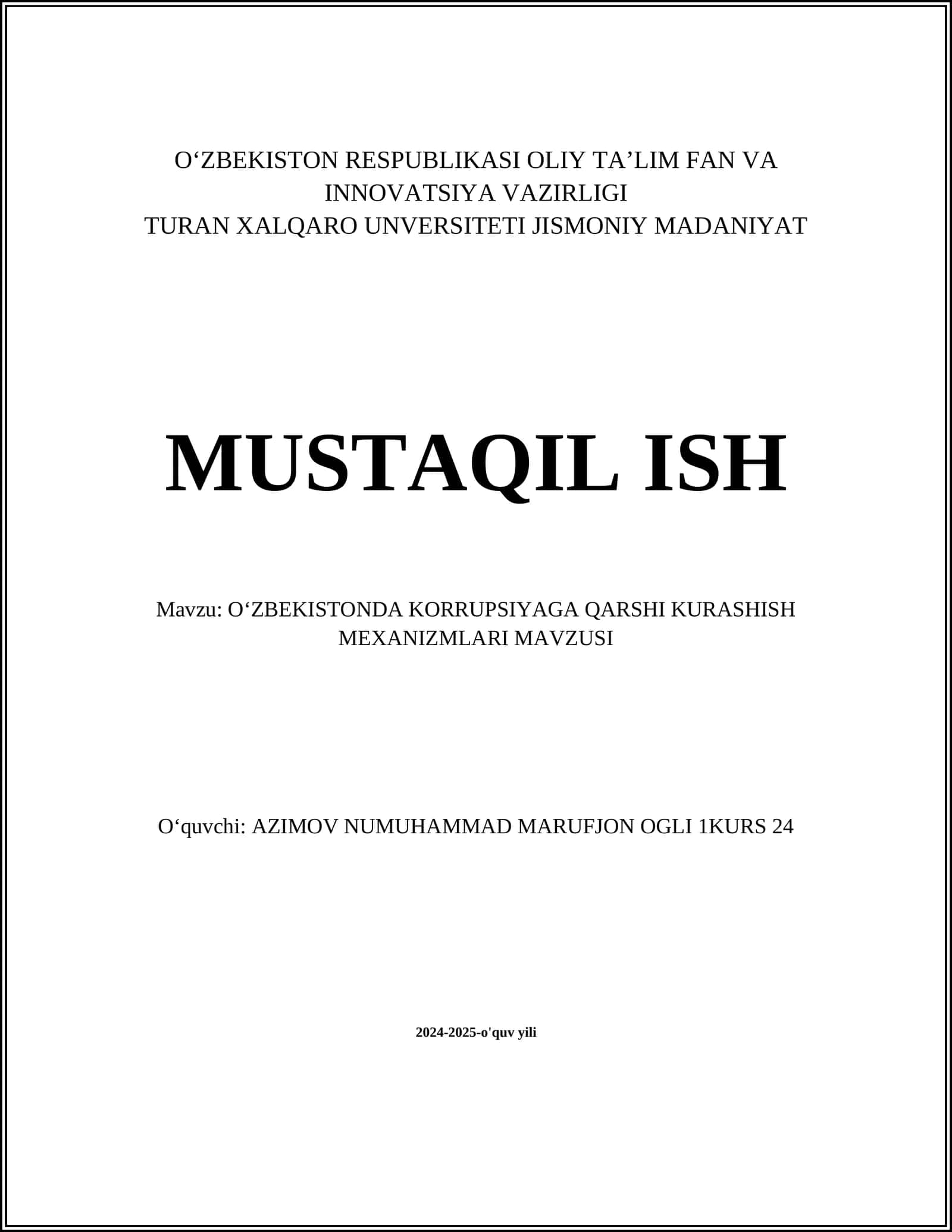 Oʻzbekistonda korrupsiyaga qarshi kurashish mexanizmlari