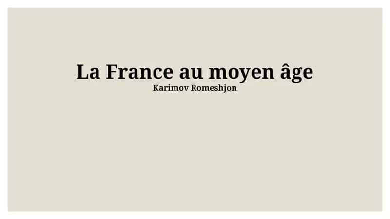 La France au moyen âge