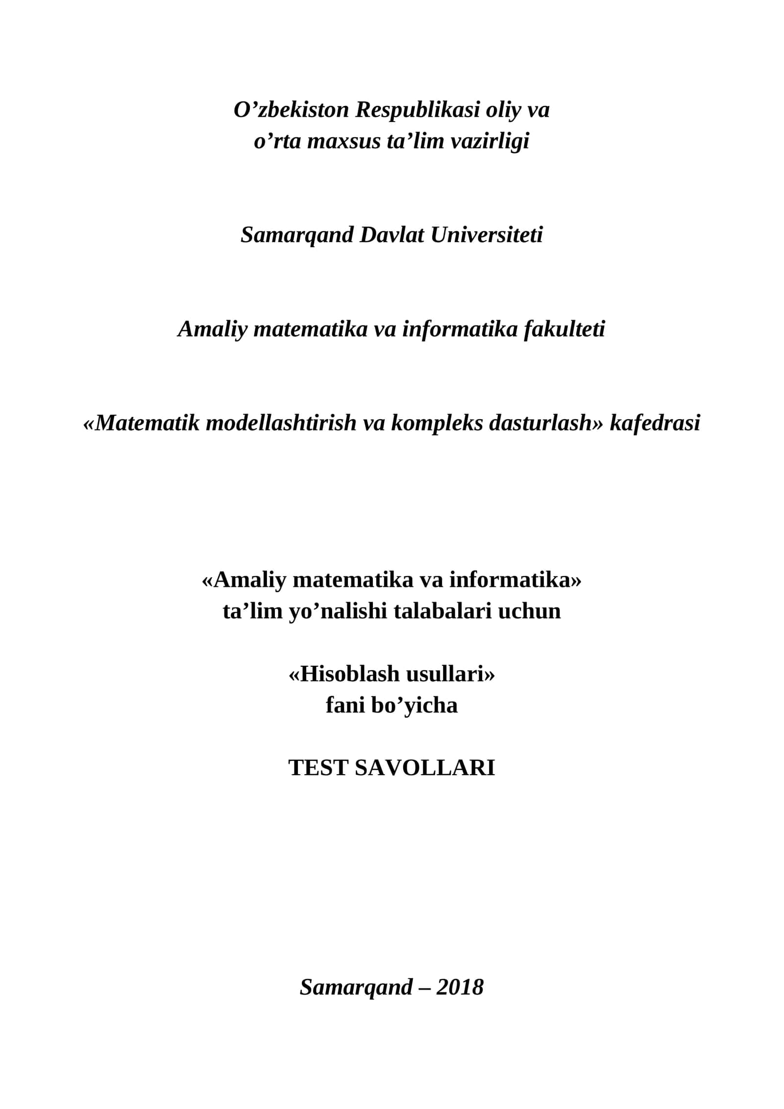 Hisoblash usullari