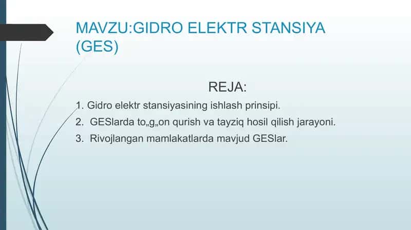 GIDRO ELEKTR STANSIYA (GES)
