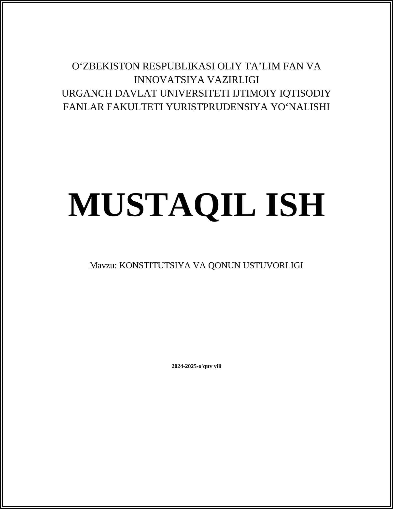 KONSTITUTSIYA VA QONUN USTUVORLIGI