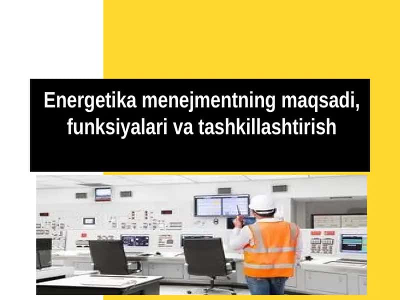 Energetika menejmentning maqsadi, funksiyalari va tashkillashtirish