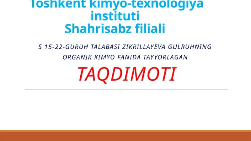 ZIKRILLA and GULRUH's Organic Chemistry Presentation