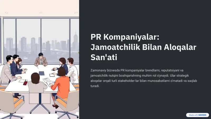 PR Kompaniyalar: Jamoatchilik Bilan Aloqalar San'ati
