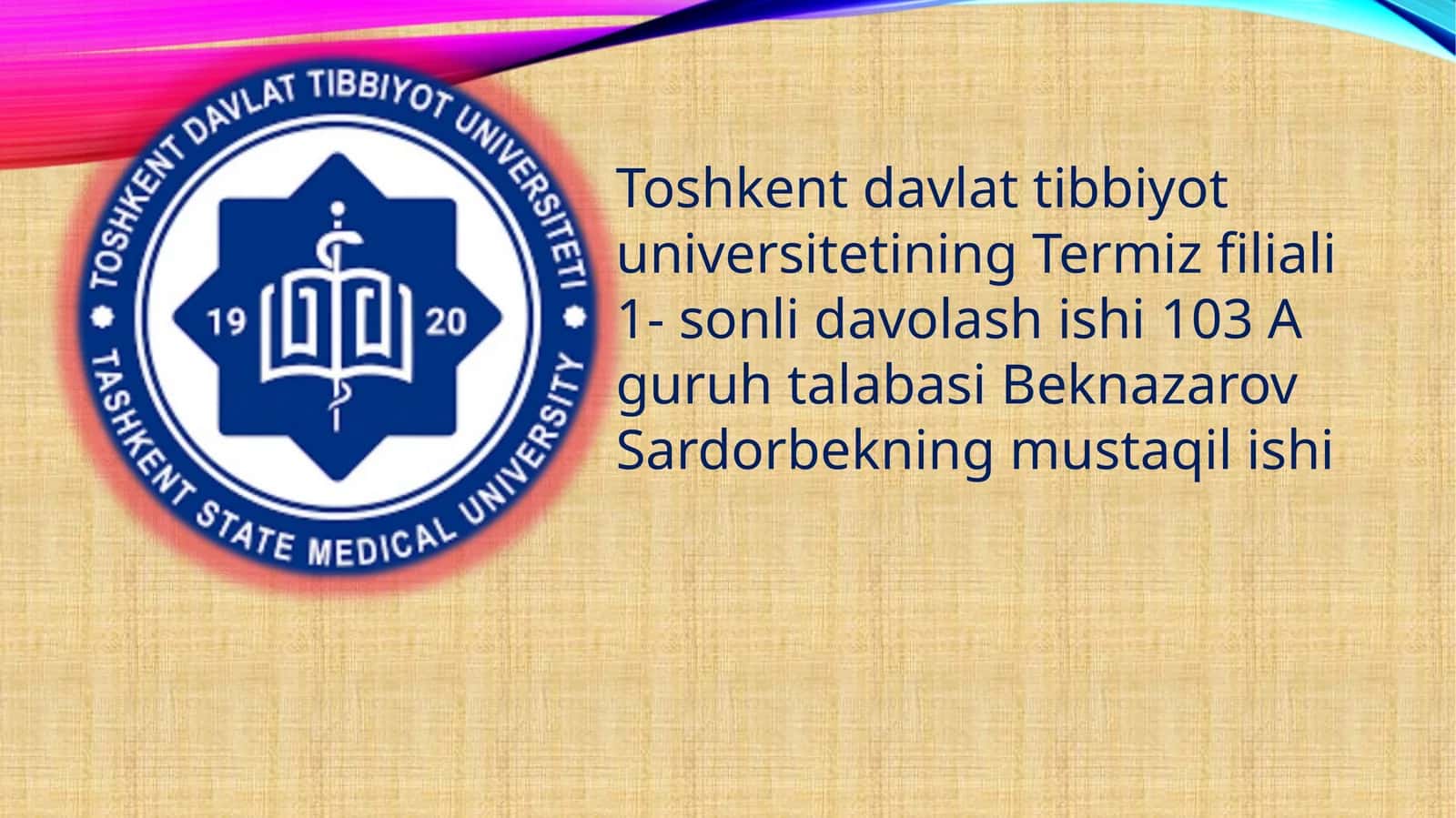 Beknazarov Sardorbekning mustaqil ishi