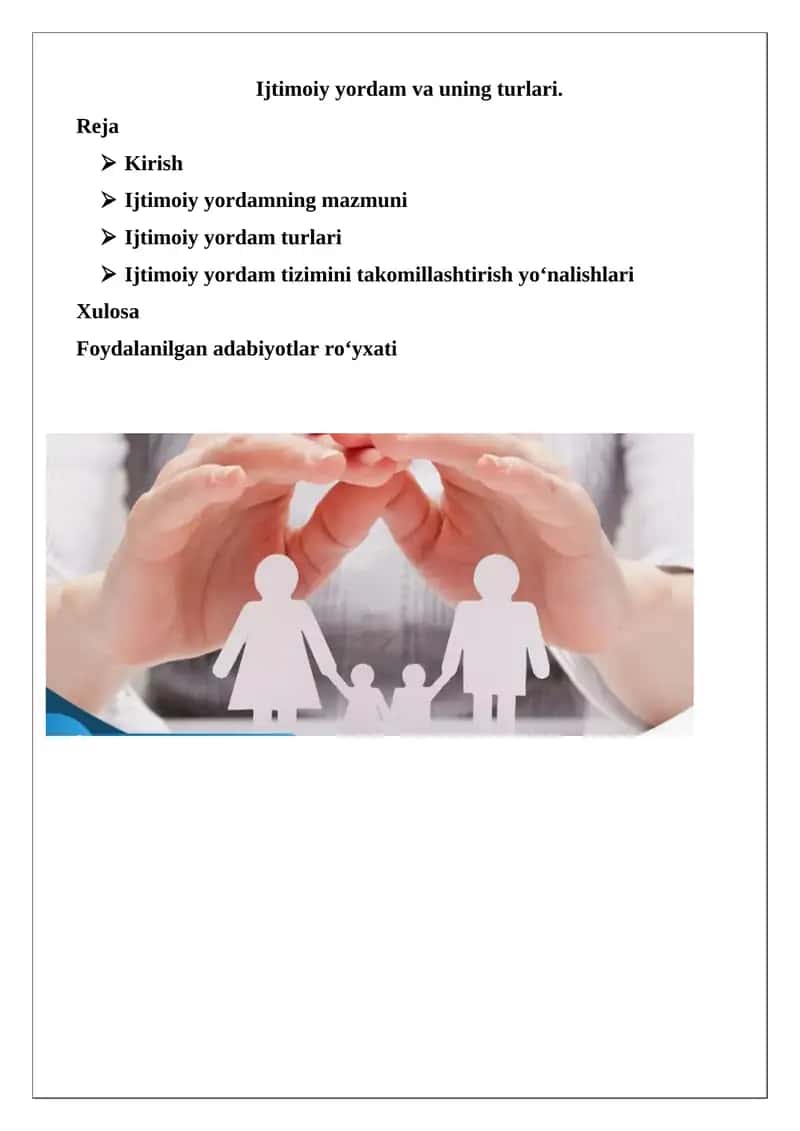 Ijtimoiy yordam va uning turlari