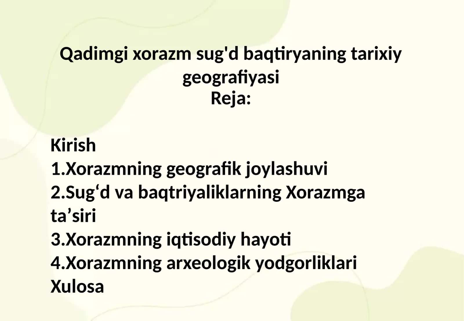 Qadimgi xorazm sug'd baqtiryaning tarixiy geografiyasi