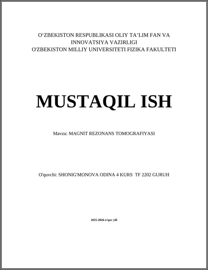 MAGNIT REZONANS TOMOGRAFIYASI