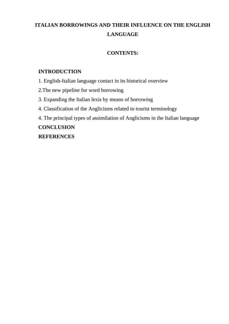 Italian Borrowings and Their Influence on the English Language