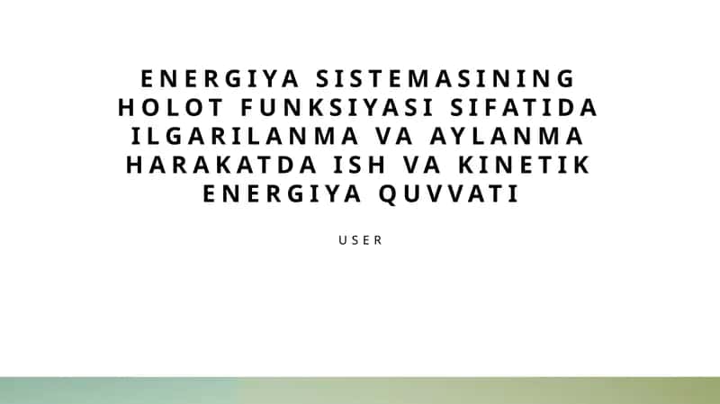 Energiya Holat Funksiyasi